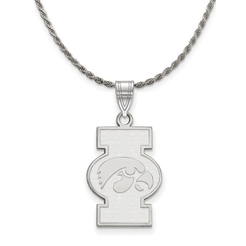 Sterling Silver U. Of Iowa Hawkeyes Large Logo Necklace - 22 Inch